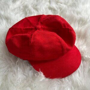 Red faux suede cap